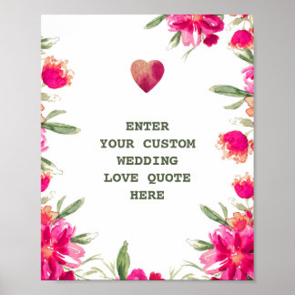 Affiches Aquarelle Fleurs personnalisées Mariage Amour Cita