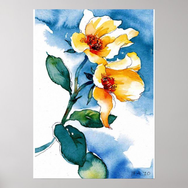 Affiches Aquarelle florale (Devant)