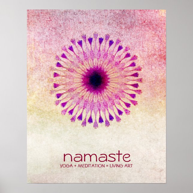 Affiches Aquarelle Lotus Fleur Namaste Méditation Yoga (Devant)