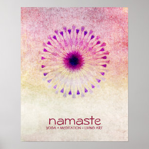 Affiches Aquarelle Lotus Fleur Namaste Méditation Yoga