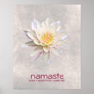 Affiches Aquarelle Lotus Fleur Namaste Méditation Yoga