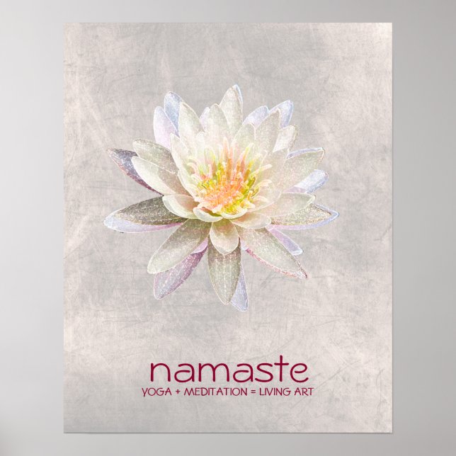 Affiches Aquarelle Lotus Fleur Namaste Méditation Yoga (Devant)