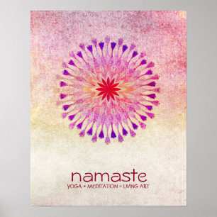 Affiches Aquarelle Lotus Fleur Namaste Méditation Yoga