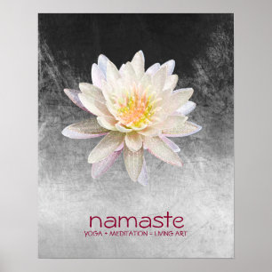 Affiches Aquarelle Lotus Fleur Namaste Méditation Yoga