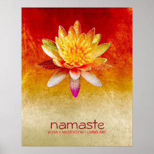 Affiches Aquarelle Lotus Fleur Namaste Méditation Yoga