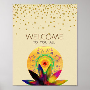 Affiches Aquarelle Lotus Fleur Yoga Santé de guérison