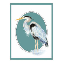 Aquarelle originale Great Blue Heron Bird