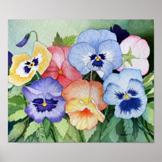 Affiches Aquarelle Pansies II Art Imprimer