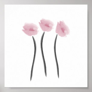 Affiches Aquarelle rose Aimer Anémones Fleurs