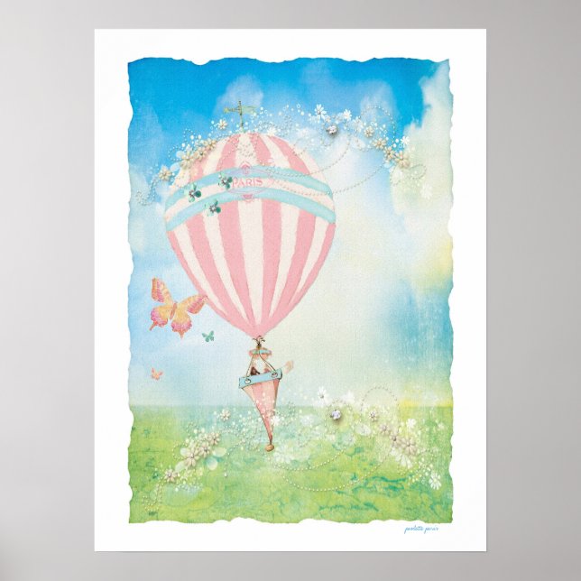 Affiches Aquarelle rose Paris D'Aire (Devant)