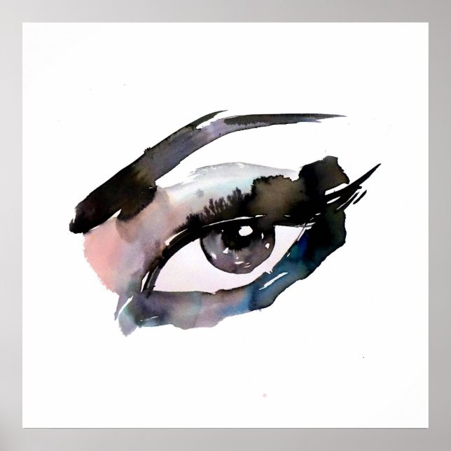 Affiches Aquarelle rose pourpre éclate la marque de maquill (Devant)