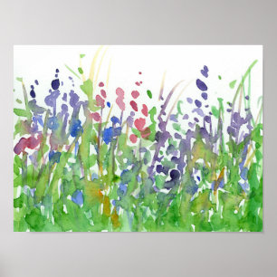 Affiches Aquarelle rose violet Fleur sauvage Meadow