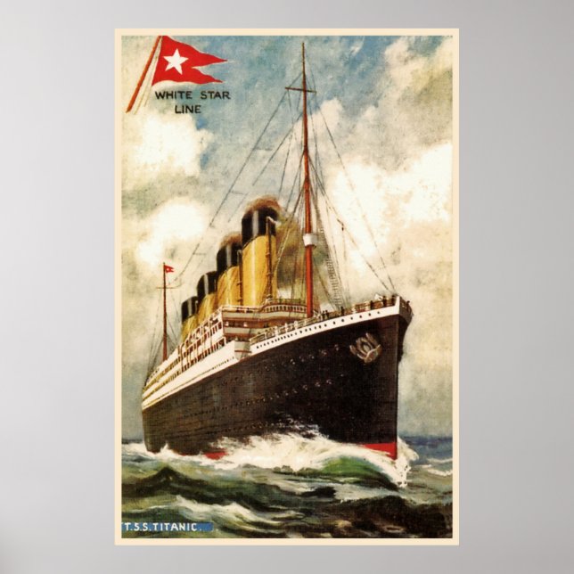 Affiches Aquarelle White Star ligne TSS Titanic (Devant)