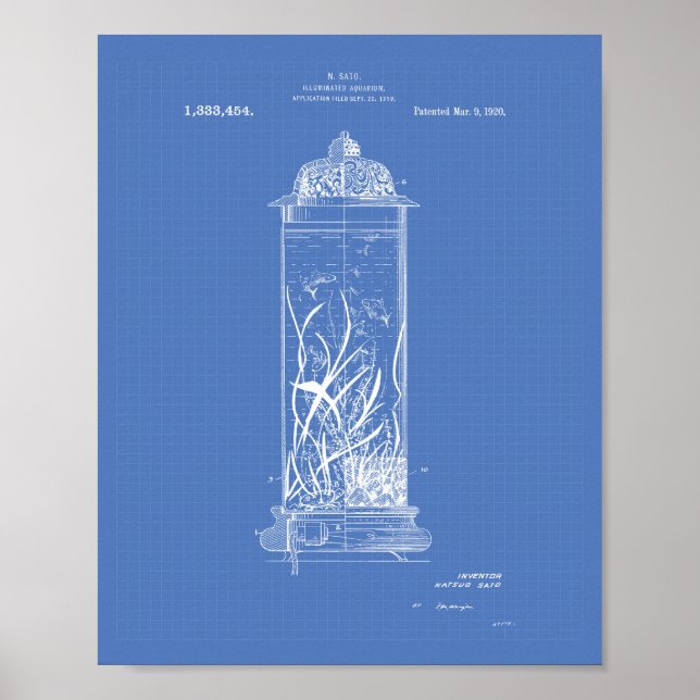 Affiches Aquarium 1920 Patent Art Blueprint (Devant)