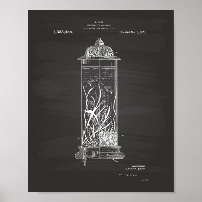 Affiches Aquarium 1920 Patent Art Chalkboard (Devant)