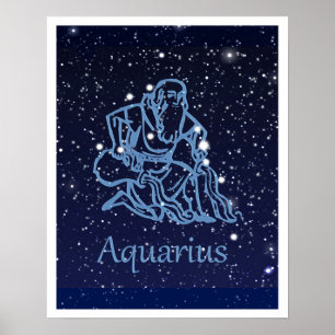Affiches Aquarius Constellation and Zodiac Sign with Stars