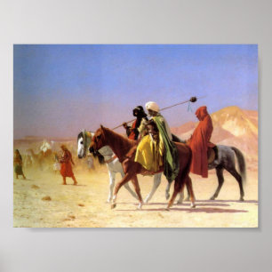 Affiches Arabes traversant le désert par Gerome Canvas Impr