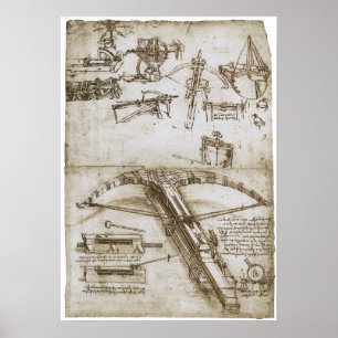 Affiches Arbalète géante sur des roues, Leonardo da Vinci