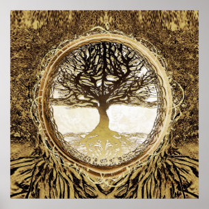 Affiches Arbre d'arbre de brun de la vie