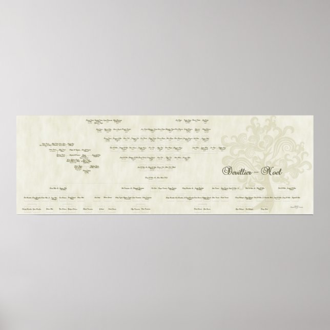 Affiches Arbre de famille Devillier-Noel de 15 générations (Devant)
