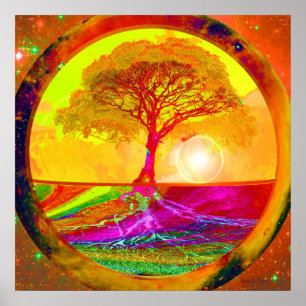 Affiches Arbre de lever de soleil de la vie