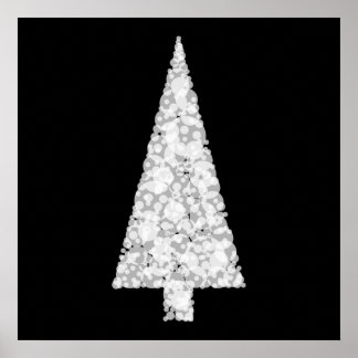Affiches Arbre de Noël blanc. Sur le noir. Élégant.