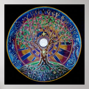 Affiches Arbre de Pleine lune d'affiche de mandala de la