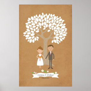 Affiches Arbre de signature avec portrait en couple avec de