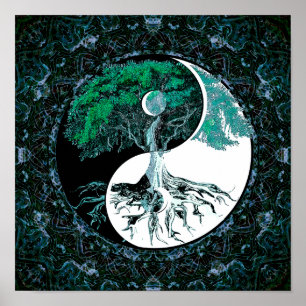Affiches Arbre de vie Yin Yang Lune
