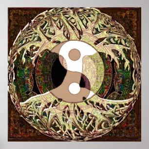 Affiches Arbre de Yin Yang de la vie Tan