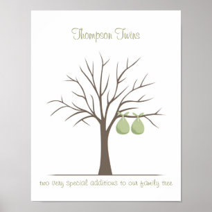 Affiches Arbre d'empreintes digitales de bébé - Jumeaux