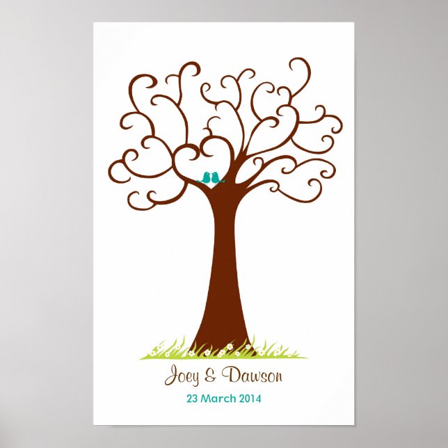 Affiches Arbre d'empreintes digitales de mariage - Heartast (Devant)