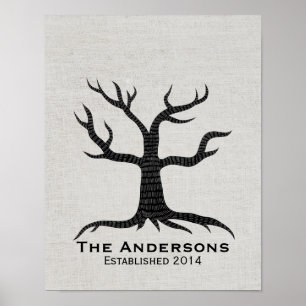 Affiches Arbre d'empreintes digitales Famille Réunion Lin é