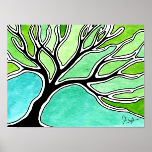 Affiches Arbre d'hiver dans les tons verts