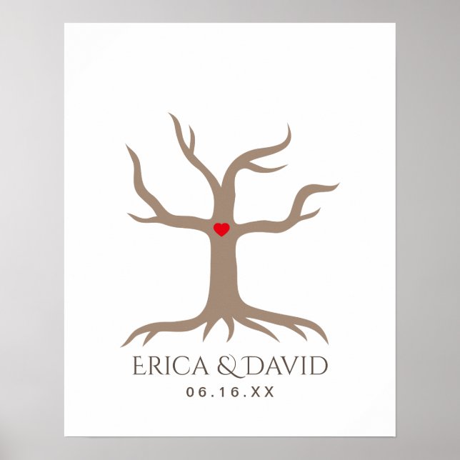 Affiches Arbre du livre d'hôtes Mariage d'empreintes digita (Devant)