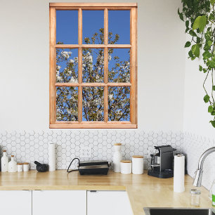 Affiches Arbre en vue printanière à partir d'une fenêtre