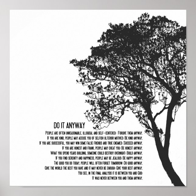 Affiches Arbre noir et blanc Fais-le quand même (Devant)