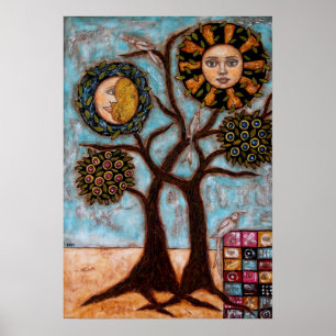 Affiches Arbre, Sun et l'affiche de lune