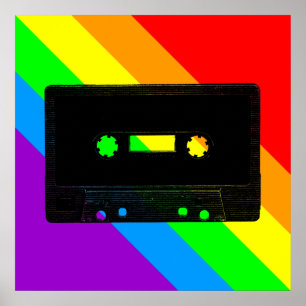 Affiches Arc-en-ciel d'enregistreur à cassettes du tigre