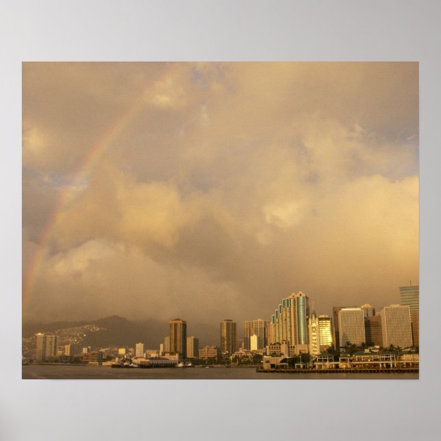 Affiches Arc en ciel sur Honolulu, Hawaii, États-Unis 3 (Devant)
