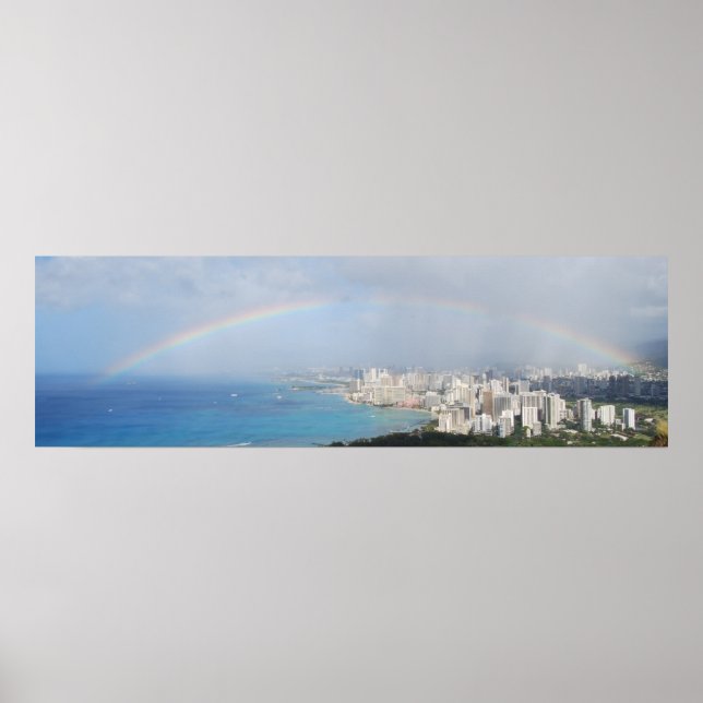 Affiches Arc en ciel sur Waikiki (Devant)