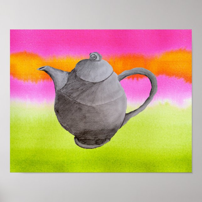 Affiches Arc en ciel teapot art cuisine (Devant)