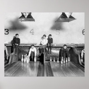 Affiches Arcade Bowling Alley, 1909. Photo vintage