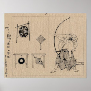 Affiches Archer japonais Extraordinaire dessin vers 1878