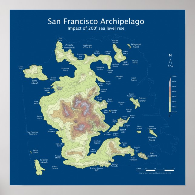 Affiches Archipel de San Francisco, 200' de niveau de la me (Devant)