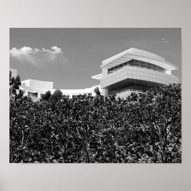 Affiches Architecture au Getty Center en noir et blanc (Devant)