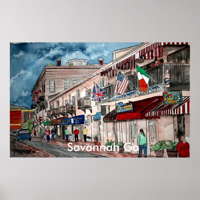 Affiches Architecture cityscape art historique, Savannah Ga (Devant)