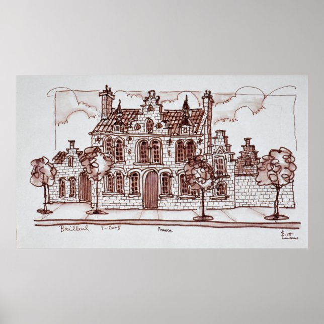 Affiches Architecture flamande | Bailleul, France (Devant)