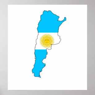 Affiches Argentina Flag Map full size
