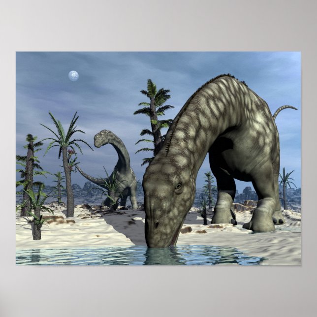 Affiches Argentinosaurus dinosaure boire (Devant)
